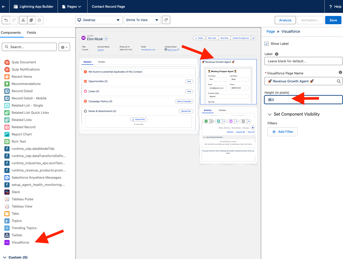 Lightning App Builder with Visualforce Component